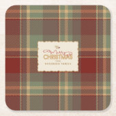 Christmas Tartan Brick Red Green ID1141A Kartonnen Onderzetters (Voorkant)