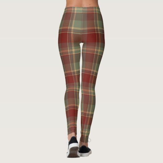 Christmas Tartan Brick Red Green ID1141A Leggings (Achterkant)