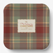 Christmas Tartan Brick Red Green ID1141A Papieren Bordje (Voorkant)