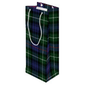 Christmas Tartan Green Paarse Plaid Wijn Cadeautas (Achterkant Gekanteld)