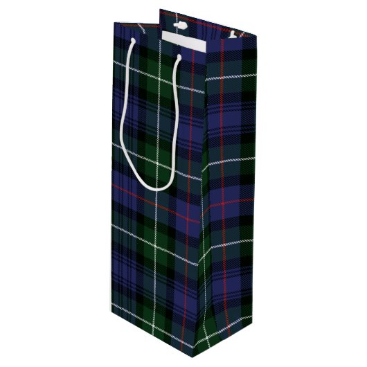 Christmas Tartan Green Paarse Plaid Wijn Cadeautas (Voorkant Gekanteld)