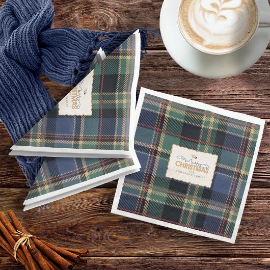 Christmas Tartan Navy Blauw Groen ID1141B Servet