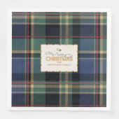 Christmas Tartan Navy Blauw Groen ID1141B Servet (Voorkant)