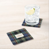 Christmas Tartan Navy Blue Green ID1141B Kartonnen Onderzetters (Insitu)