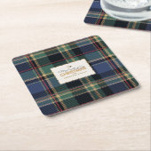 Christmas Tartan Navy Blue Green ID1141B Kartonnen Onderzetters (Schuin)