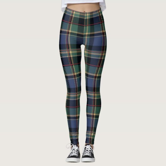 Christmas Tartan Navy Blue Green ID1141B Leggings (Voorkant)