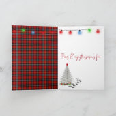 Christmas Tartan Plaid Dog Paw Print and Hat Kaart (Binnen)