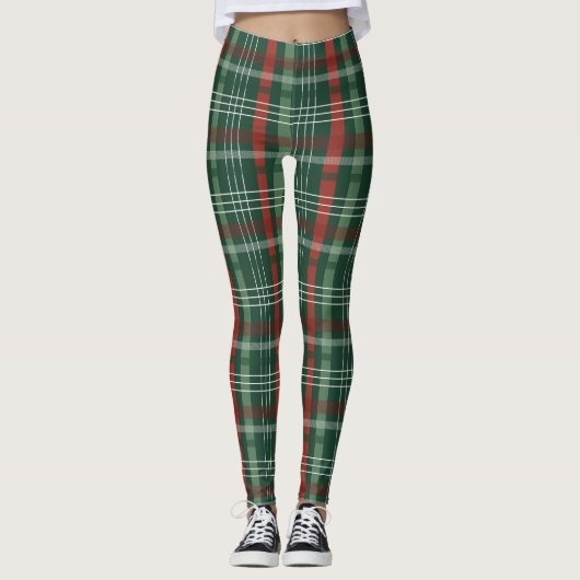 Christmas Tartan Plaid Leggings – Festive Women’s  (Voorkant)