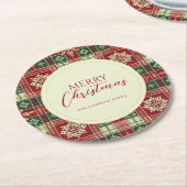 Christmas Tartan Plaid Rustic Ronde Kartonnen Onderzetter (Gebogen)
