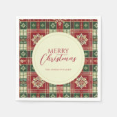 Christmas Tartan Plaid Snowflake Rustic Servet (Voorkant)
