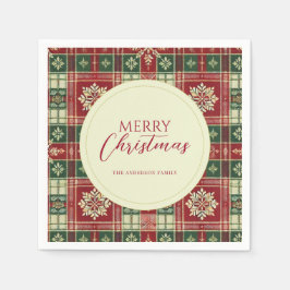 Christmas Tartan Plaid Snowflake Rustic Servet