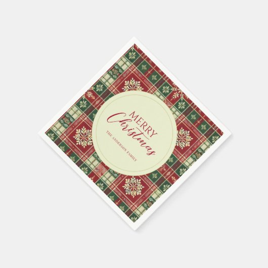 Christmas Tartan Plaid Snowflake Rustic Servet (Hoek)