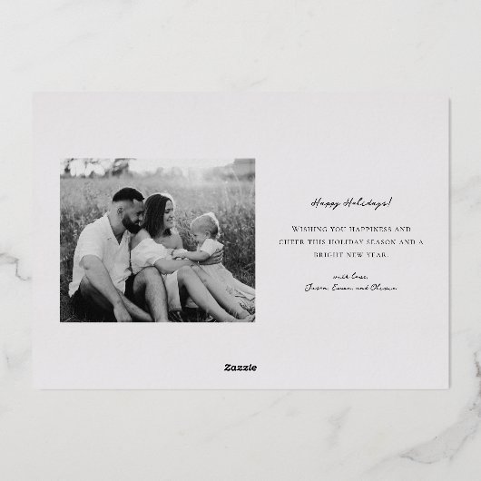 Christmas Tartan Plaid Tweezijdige Familiefoto Folie Feestdagenkaart (Achterkant)