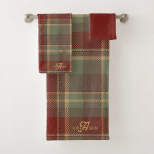 Christmas Tartan Red Green ID1141A Bad Handdoek (Insitu)