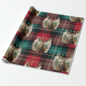 Christmas Tartan Reindeer Cadeaupapier (Uitgerold)