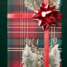 Christmas Tartan Reindeer Cadeaupapier
