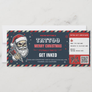 Christmas Tattoo Gift Certificate BlueCard Voucher Kaart