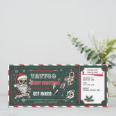 Christmas Tattoo Gift Certificate Card Voucher Kaart (Staand voorkant)