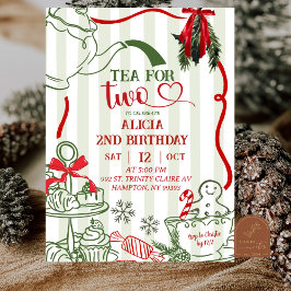 Christmas Tea 2nd Birthday Scribble Hand Drawn  Kaart