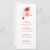 Christmas Tea Custom Menu Rode theepot Kaart (Voorkant)