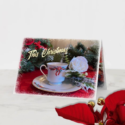 Christmas Tea Foil Photo Folded Card Folie Wenskaart