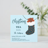  Christmas Tea Holly’s Boots Cat Party Invitation Kaart (Staand voorkant)