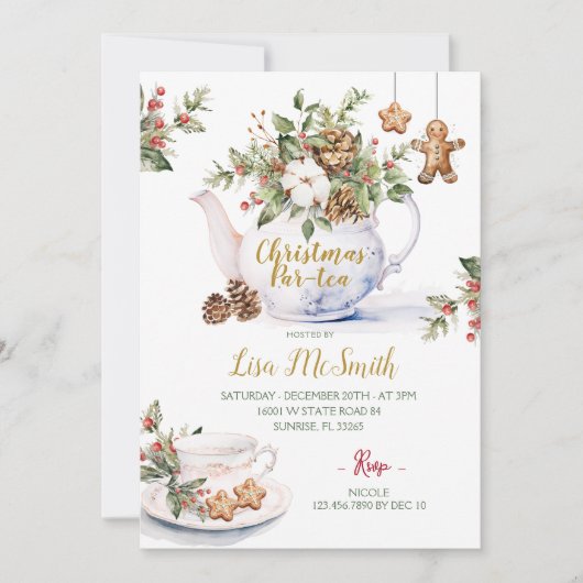 Christmas Tea Party Cookies Vrijgezellenfeest Kaart (Voorkant)