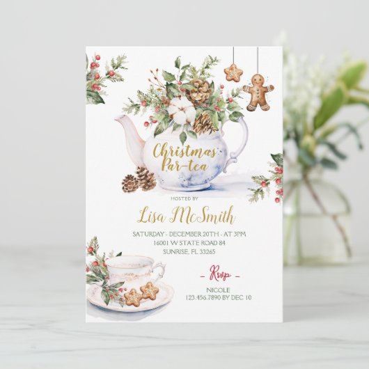 Christmas Tea Party Cookies Vrijgezellenfeest Kaart (Staand voorkant)