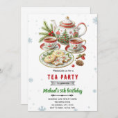 Christmas tea party invitation kaart (Voorkant / Achterkant)