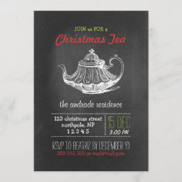 Christmas Tea Party Krijtbord Theepot Rood Kaart
