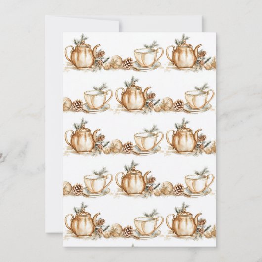 Christmas Tea Party Minimalistisch Elegant Goud Kaart (Achterkant)