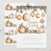 Christmas Tea Party Minimalistisch Elegant Goud Kaart (Voorkant / Achterkant)