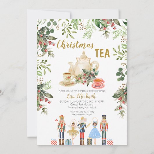 Christmas Tea Party Notenkraker Vrijgezellenfeest Kaart (Voorkant)