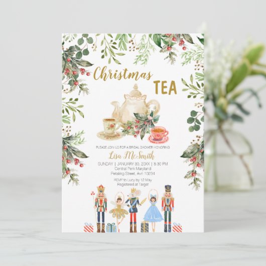 Christmas Tea Party Notenkraker Vrijgezellenfeest Kaart (Staand voorkant)