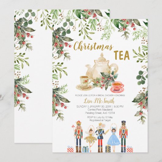 Christmas Tea Party Notenkraker Vrijgezellenfeest Kaart (Voorkant / Achterkant)