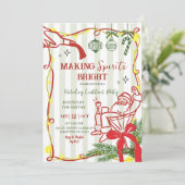 Christmas Tea Party Scribble Hand Drawn Invitation Kaart (Staand voorkant)