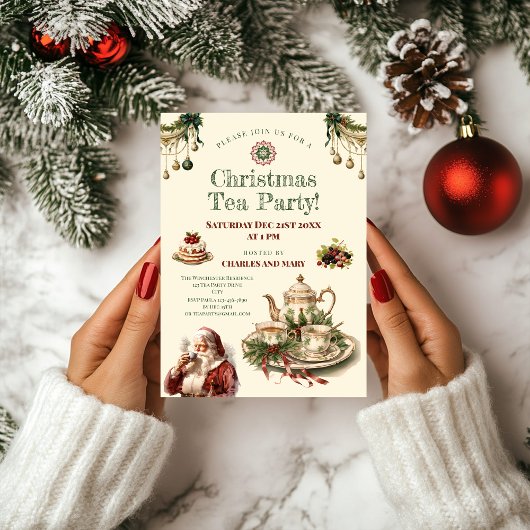 Christmas Tea Party Uitnodiging Sjabloon