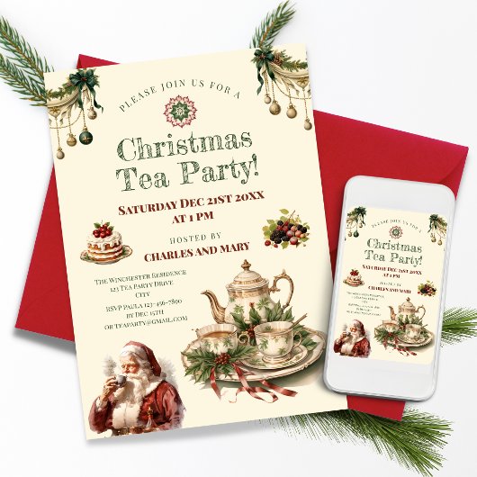 Christmas Tea Party Uitnodiging Sjabloon