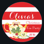 Christmas Tea Party Uitnodiging Sticker Favor labe<br><div class="desc">Christmas Tea Party Uitnodiging Sticker Favor label</div>