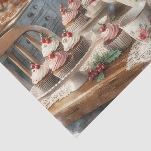 Christmas Tea Time with Cupcakes  Tissuepapier (Detail)