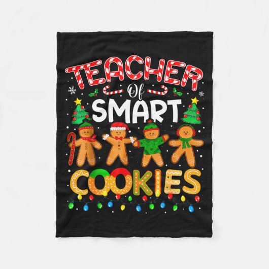 Christmas Teacher Of Smart Cookies Funny Cute Ging Fleece Deken (Voorkant)