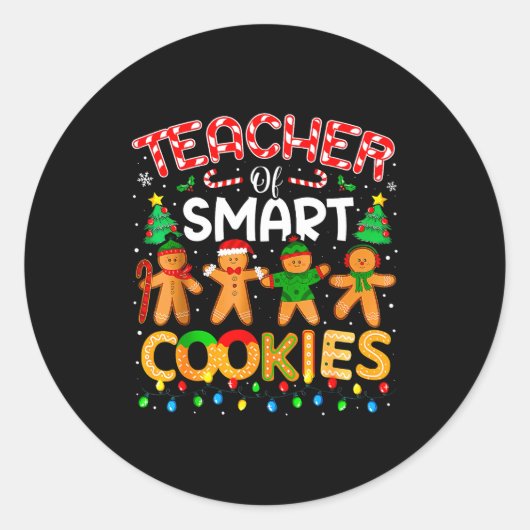 Christmas Teacher Of Smart Cookies Funny Cute Ging Ronde Sticker (Voorkant)