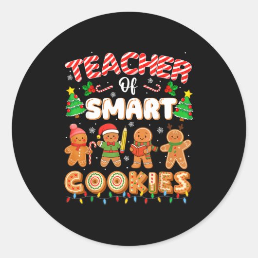 Christmas Teacher Of Smart Cookies Funny Cute Ging Ronde Sticker (Voorkant)