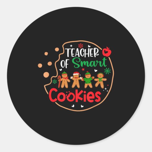 Christmas Teacher Of Smart Cookies Funny Cute Ging Ronde Sticker (Voorkant)