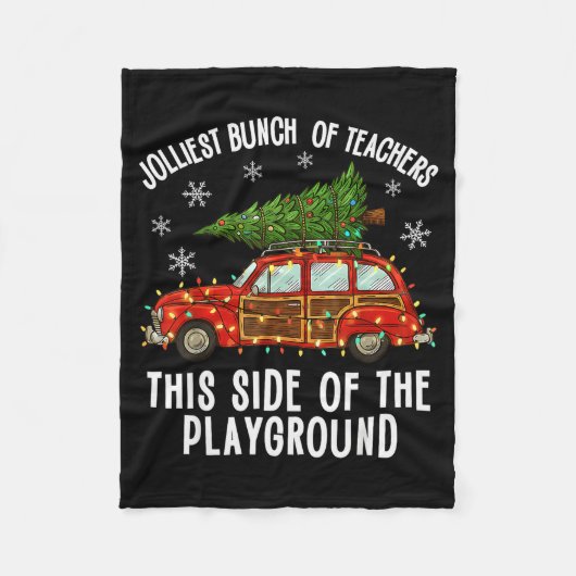Christmas Teacher Squad Festive Car Tree Lights Xm Fleece Deken (Voorkant)