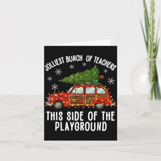 Christmas Teacher Squad Festive Car Tree Lights Xm Kaart (Voorkant)