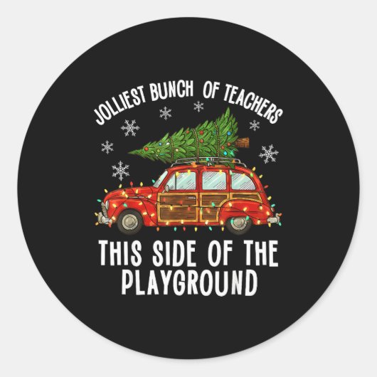 Christmas Teacher Squad Festive Car Tree Lights Xm Ronde Sticker (Voorkant)