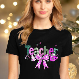 Christmas Teacher T-Shirt Women's Holiday Graphic