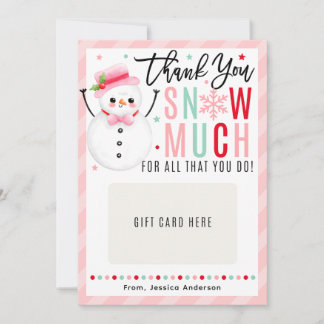 Christmas Teacher Thank You Pink Gift Card Holder Kaart