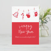 Christmas Teacher Thank You Red Gift card Holder Feestdagenkaart (Staand voorkant)